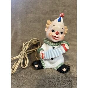 Vintage I.W. Rice Co. Lamp Circus Clown Playing Accordion Portable Lamp